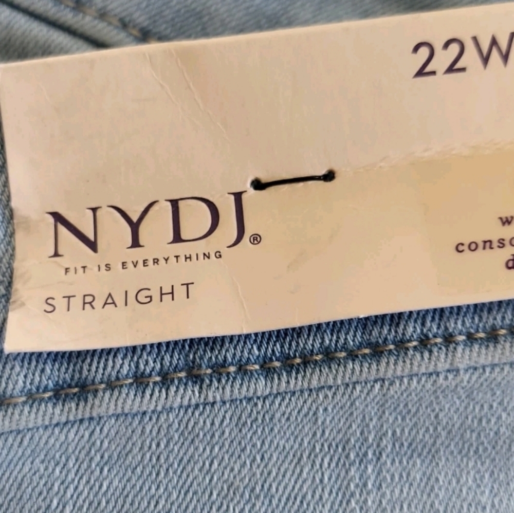 NYDJ Womens Jeans Size 22W Oceanfront Blue Marilyn Straight Release Hem New - Picture 8 of 9